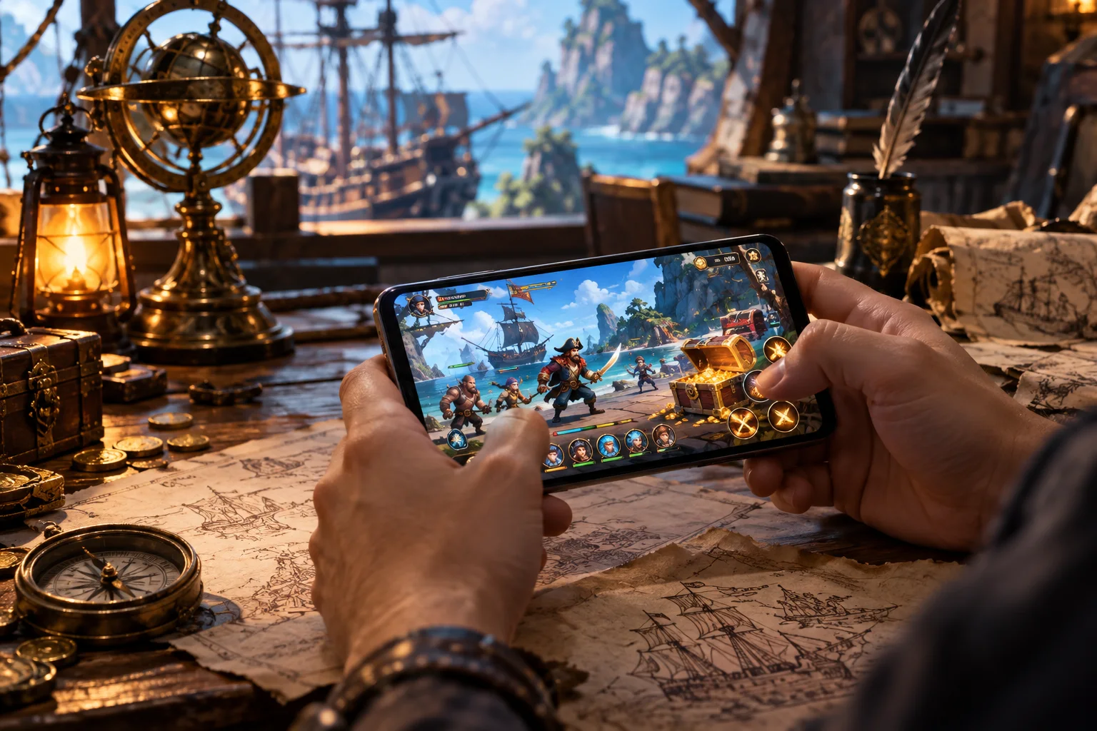 Teste de personagens num dispositivo mobile